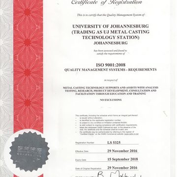 Uj’s Mcts Certified For Iso 9001:2008 Metal And Sand Testing B