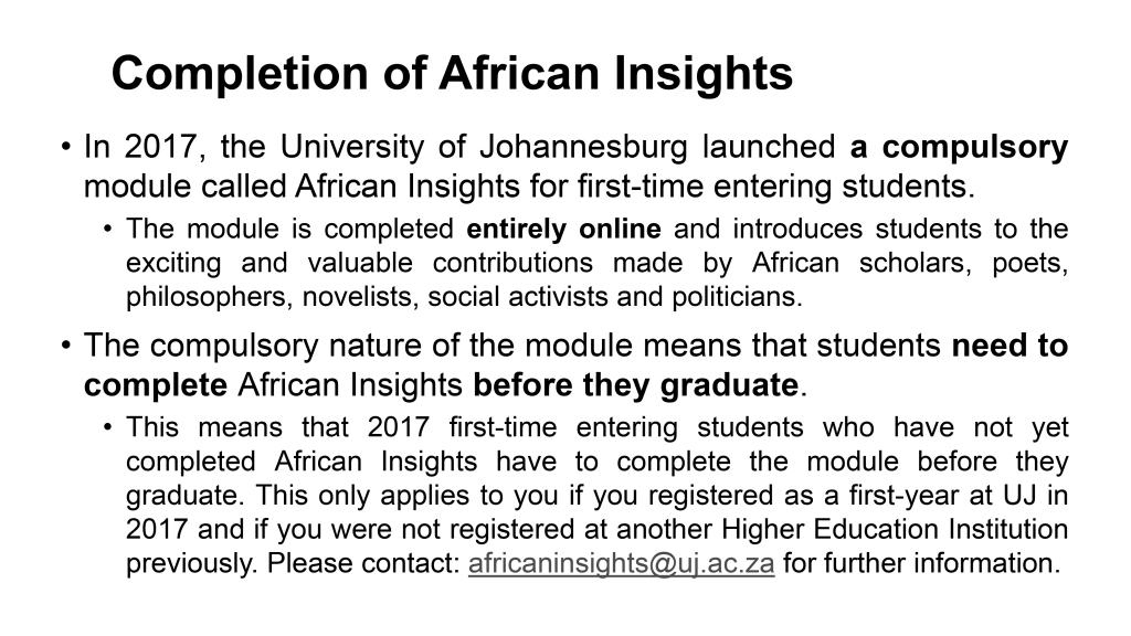 Completion Of African Insights