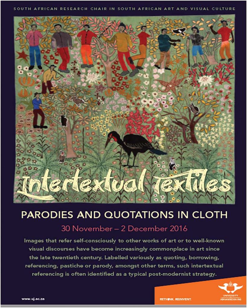 Intertextual Textiles Parodies And Quotations In Cloth 30 November – 2 December 2016
