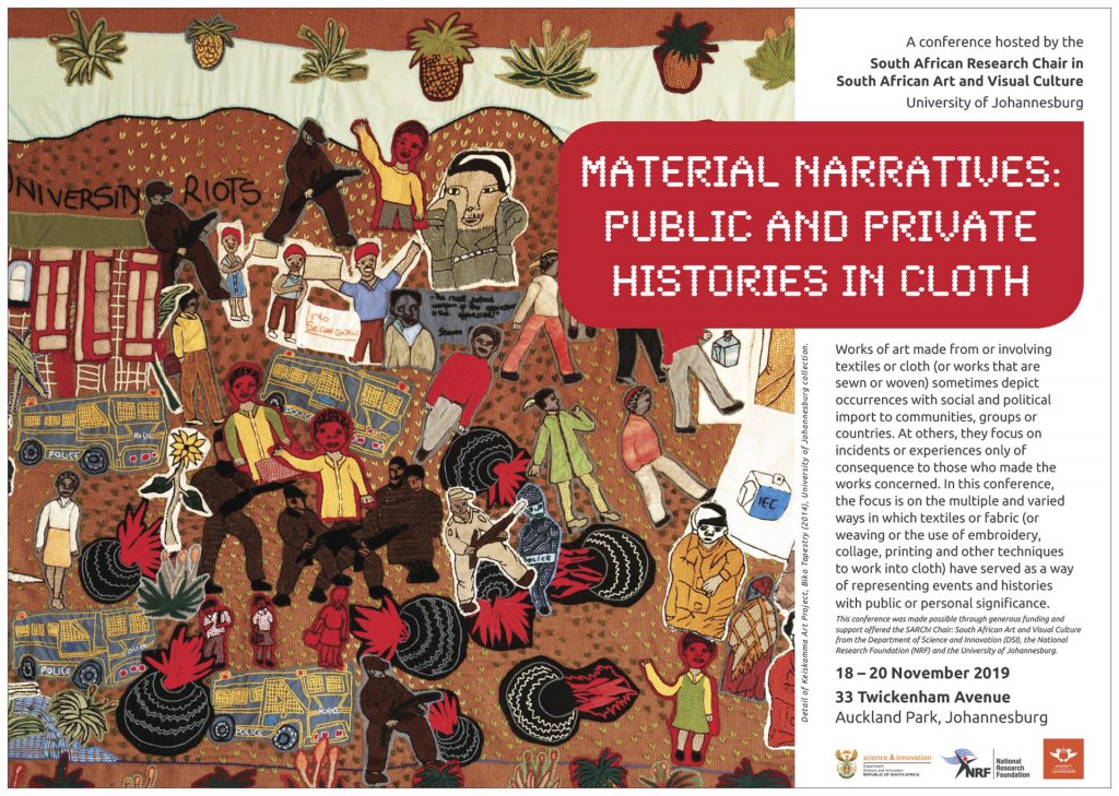 Material Narratives Public And Private Histories In Cloth 18 – 20 November 2019