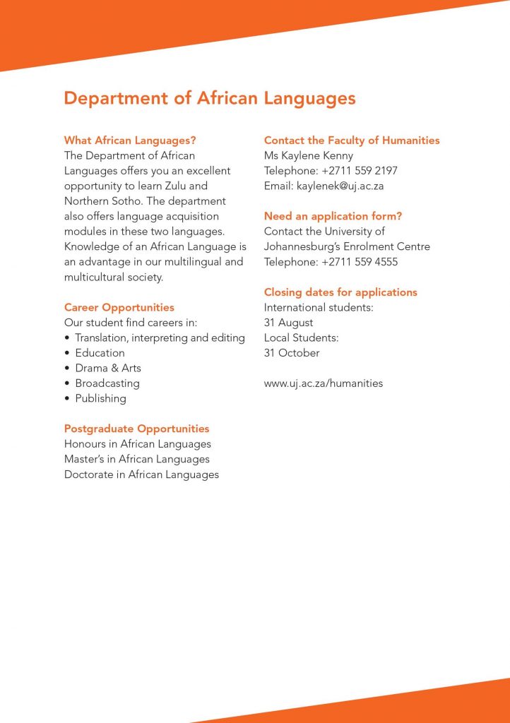 Afr Languages A5 Flyer 2011