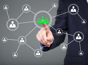 Technology And Internet Concept Businessman Pressing Button On Virtual Screens