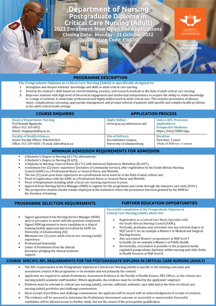 Pgdip Critical Care Nursing (adult) 2023 Vf
