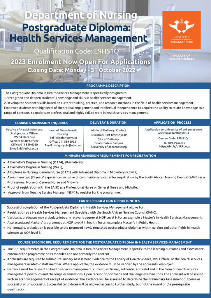 Pgdip Health Services Management Vf
