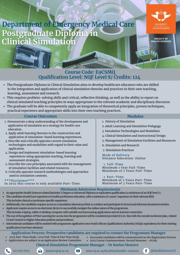 Uj Emc Postgraduate Diploma In Clinical Simulation Vf1