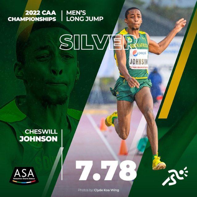 Cheswill Johnson won a silver medal with a 7.78m long jump