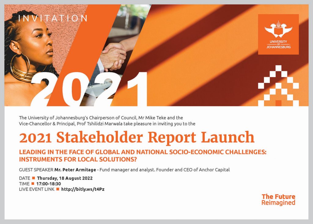UJ Stakeholder Report 2021 Launch Invitation 2022